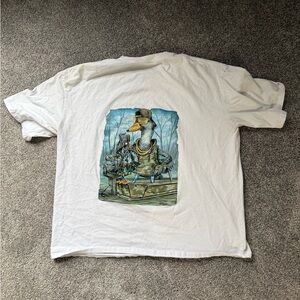 White Graphic Short-Sleeve Men’s T-Shirt with Duck Illustration